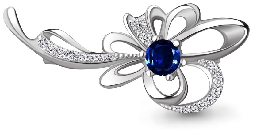 Брошь AQUAMARINE 71509Б вес 4.74 г серебро, фианит