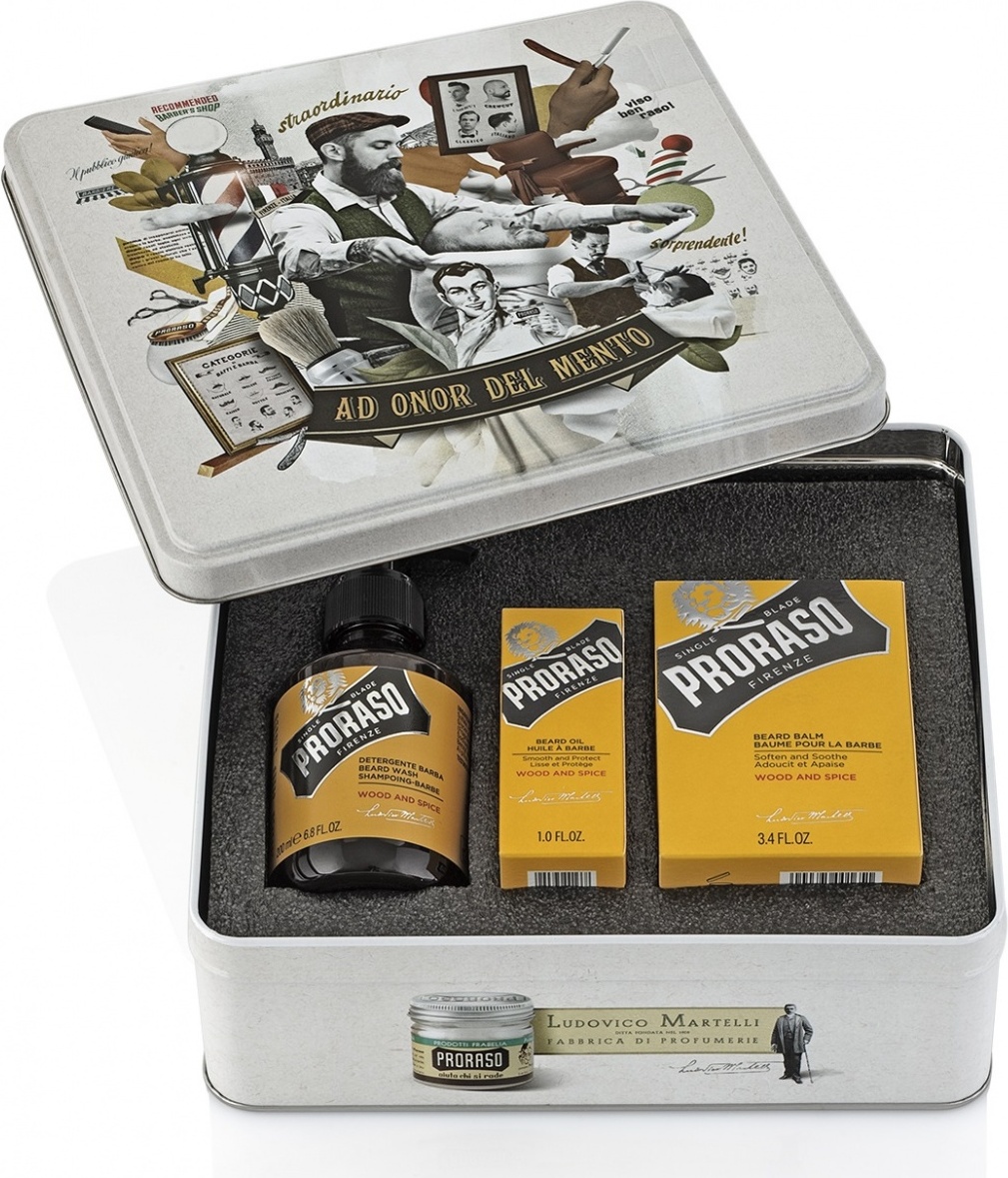 PRORASO Wood and Spice набор для бороды и усов 200 мл + 100 мл + 30 мл