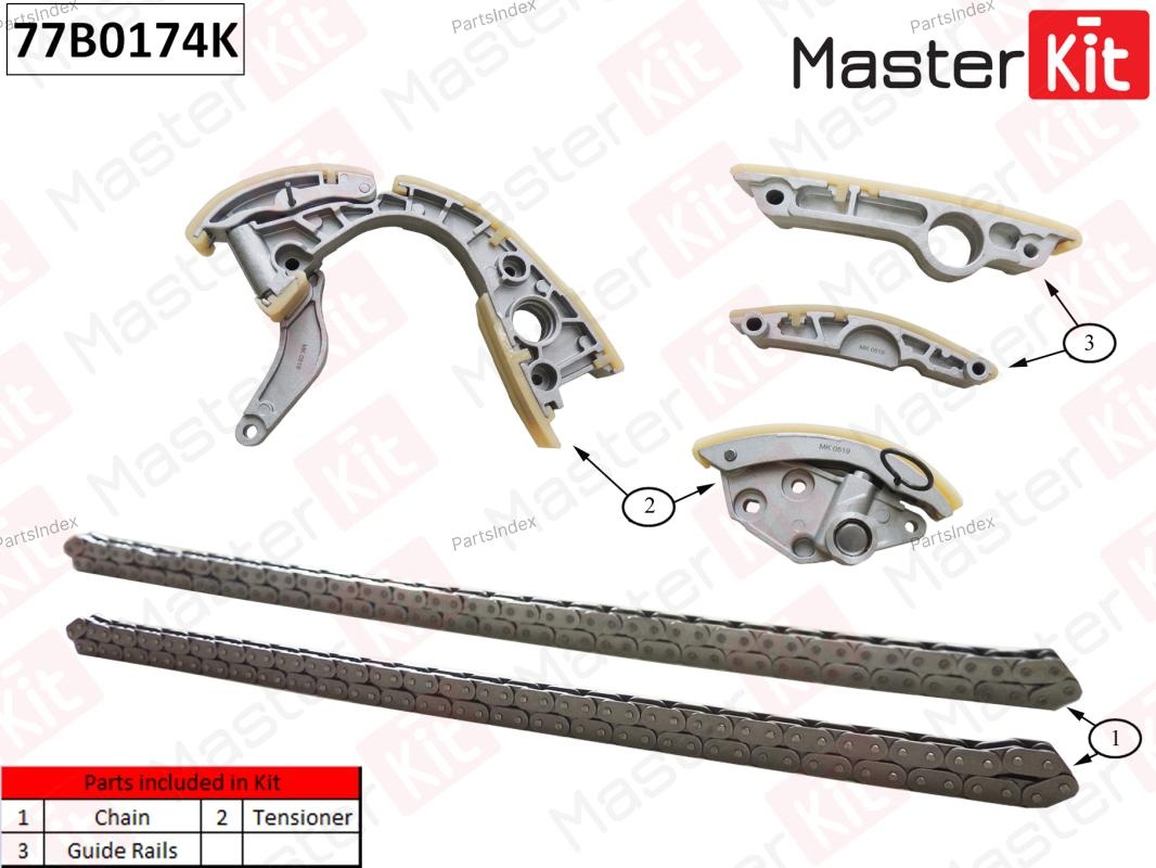 MASTERKIT Цепь ГРМ - Газораспределительного Механизма (комплект) 77B0174K