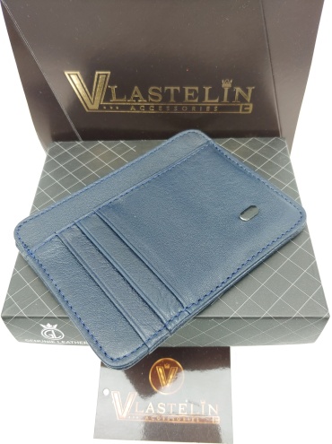 Картхолдер Vlastelin натуральная кожа синий