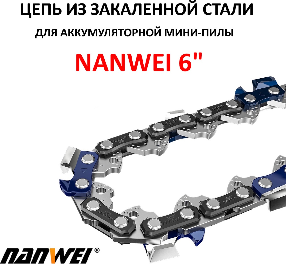 Nanwei цепь 6" шаг: 1/4, 37 звен., 1.1 мм, длина 15.24