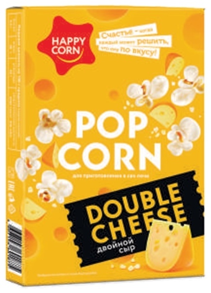 Попкорн Happy Corn в зернах сладко-соленый двойной сыр 100 г