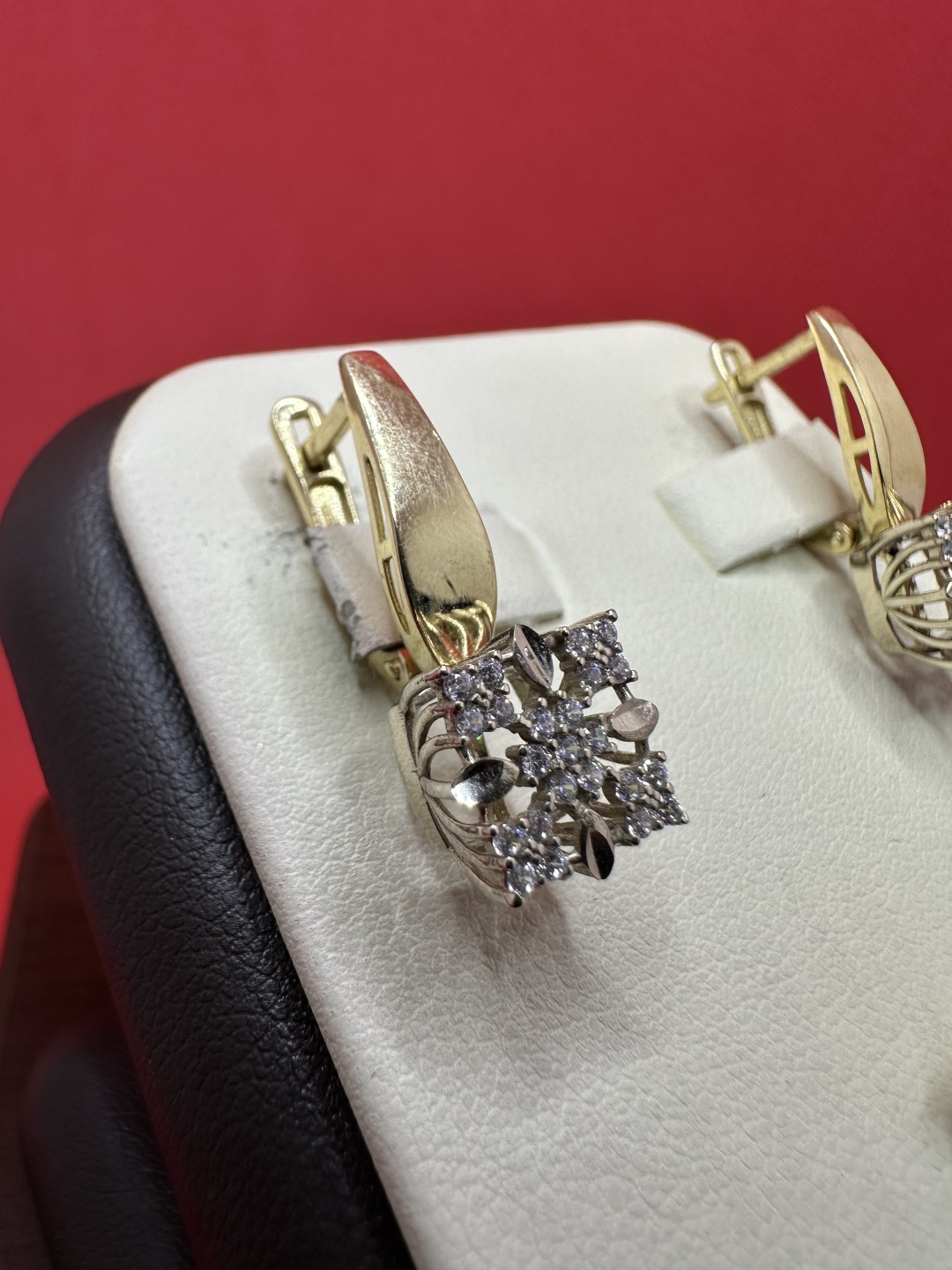 Серьги Italy Gold Alone Jewelry вес 4.49 г золото, фианит