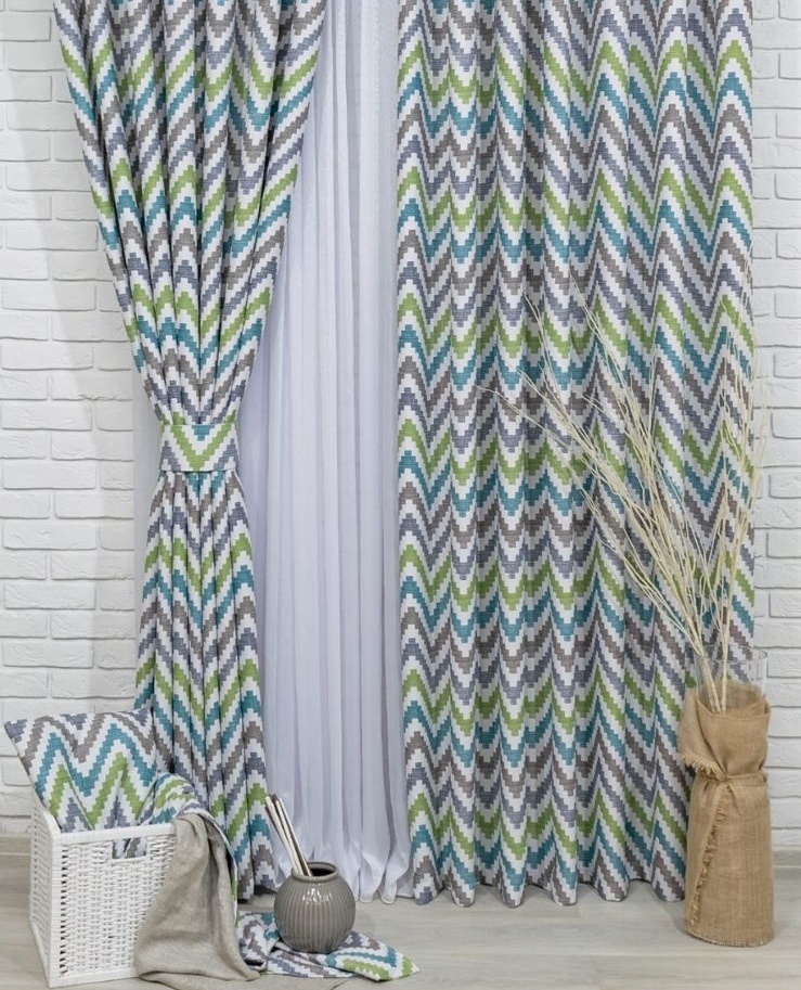 Занавеска Home Textile 400x270 см 2 шт, лен, блэкаут, мультиколор