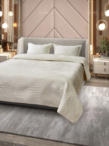 Покрывало Home City 220х240 см, хлопок, велюр, молочный