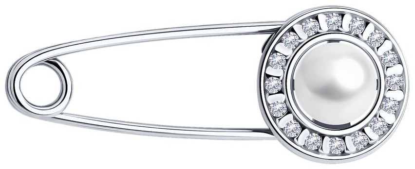Брошь Diamant 94-340-02641-1 вес 1.16 г серебро, фианит