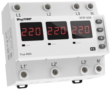 DigiTOP реле контроля напряжения AC 220 63, кол-во фаз : 3 Vp 3F63A M6R