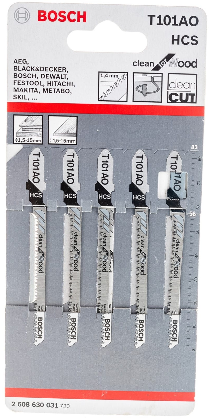 Пилки для лобзика по дереву 5 шт. Bosch 2608630031