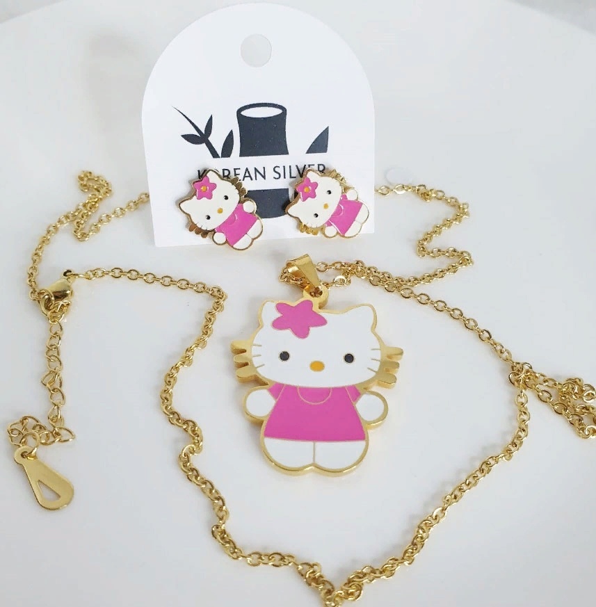 Купить Комплект KOREAN SILVER Hello Kitty бижутерный сплав, без вставок ...