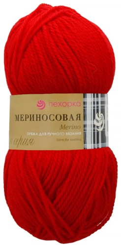 Моток Пехорка Мериносовая006 красный 200 м 100 г