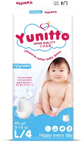 Подгузники-трусики Yunitto L, 44 шт