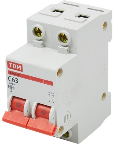 TDM ELECTRIC автоматический выключатель ВА47-63 2Р 63А 4,5кА х-ка С 63 A