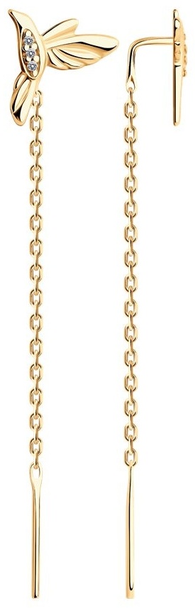 Серьги-цепочки SOKOLOV 93022416 вес 1.3 г серебро, фианит