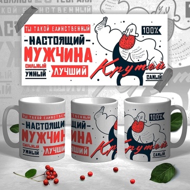 Кружка ИП Шадурин «Настоящий мужчина», 330 мл, керамика, 1 шт.