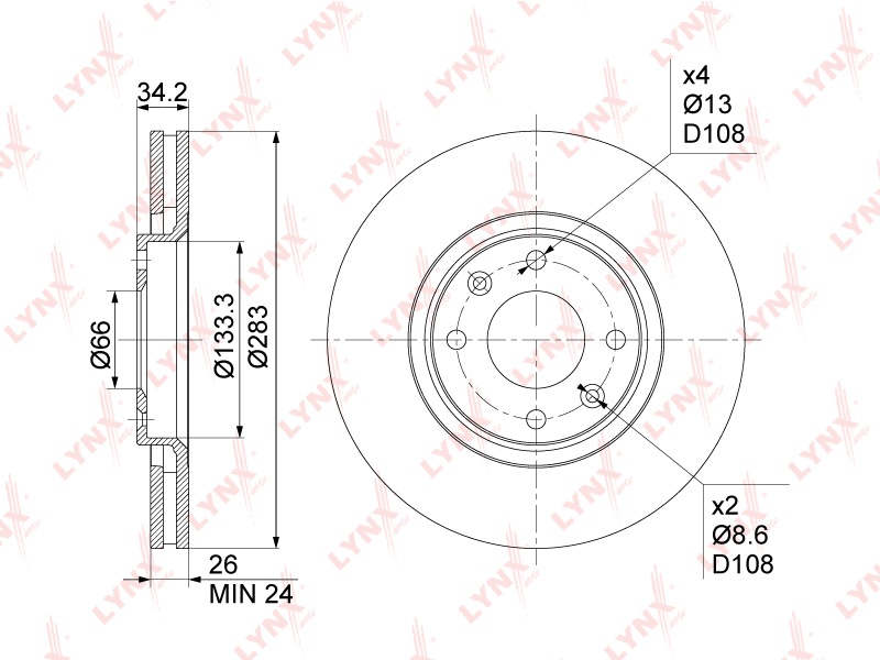 Диски LYNXauto передние BN1015
