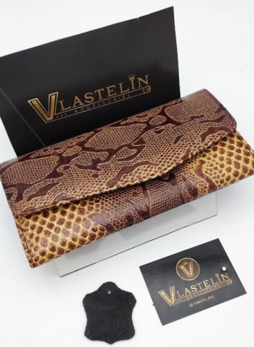 Кошелек Vlastelin металл, натуральная кожа бежевый, коричневый