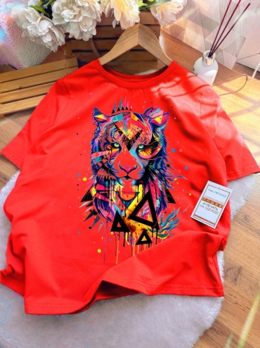 Футболка TMH_TREND.KZ Лев Lion красный