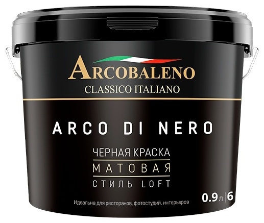 Декоративная краска ARCOBALENO акриловая Arco Di Nero 0.9 кг, цвет черный