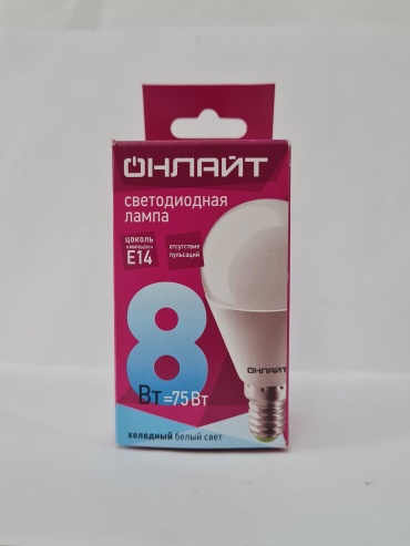 ОНЛАЙТ 8W Е14, светодиодная, дневной белый