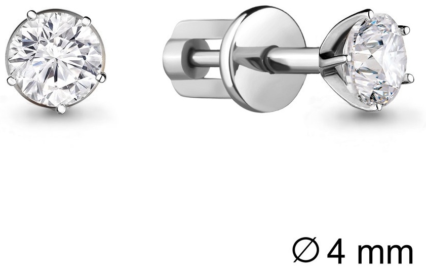 Пусеты AQUAMARINE 436431 вес 1.3 г серебро, фианит