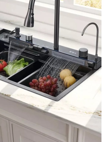 Кухонная мойка SC-10005 75х46х22 см, нержавеющая сталь, тон черный