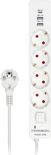 Сетевой фильтр Гарнизон EPS-OP-4-CU2-W-2 2 м