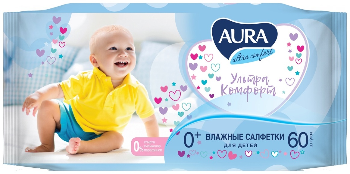 Детские влажные салфетки Aura Beauty Ультра Комфорт 60 шт