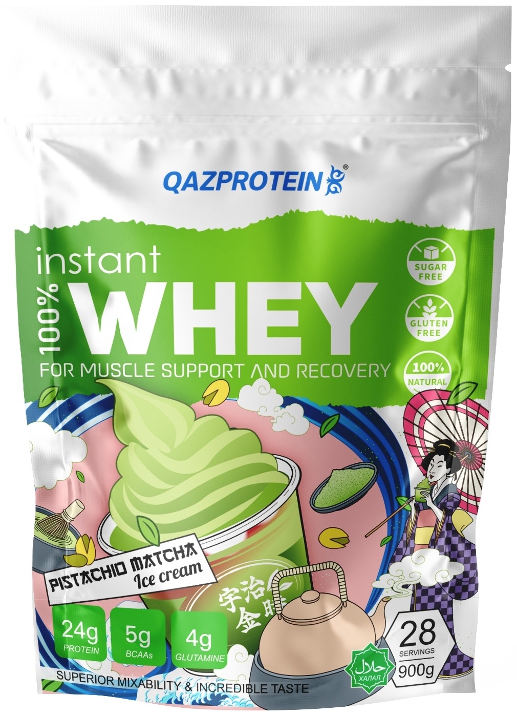 Купить Протеин Qazprotein 100% Instant Whey Фисташковое мороженое с ...