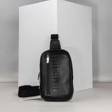 Сумка слинг Bikkembergs натуральная кожа черный