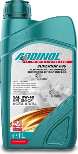 Синтетическое Addinol Superior 0W-40 1 л