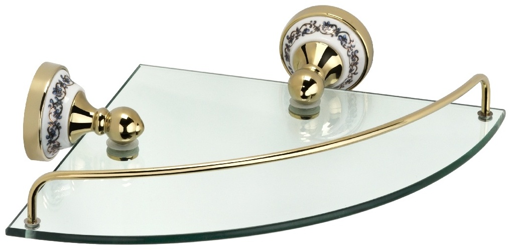 "GOLD BOGEMA" Полка стеклянная угловая FX-78503AG (к/к 5) - артикул K0000044779