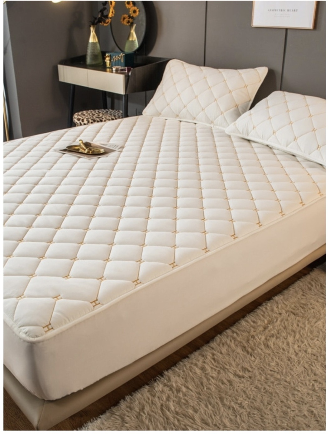LUX HOME наматрасник на резинке FB13 160x200 см, хлопок, сатин