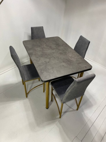 Комплект MEBEL STYLE GROUP 115780245, стол 120х80 см + 4 стула, темно-серый