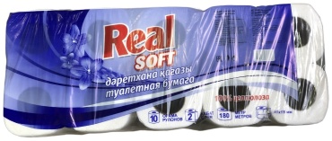 Real туалетная бумага 2-слойный 10 шт, первичная целлюлоза