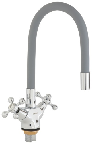 Смеситель с гибким изливом ARCO А48(1)07GR, латунь, цвет серый, хром