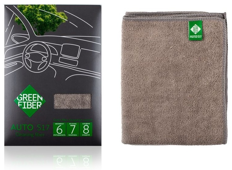 Тряпка для зеркал и стекол Green Fiber AUTO S17 файбер для уборки 1 шт, полиамид