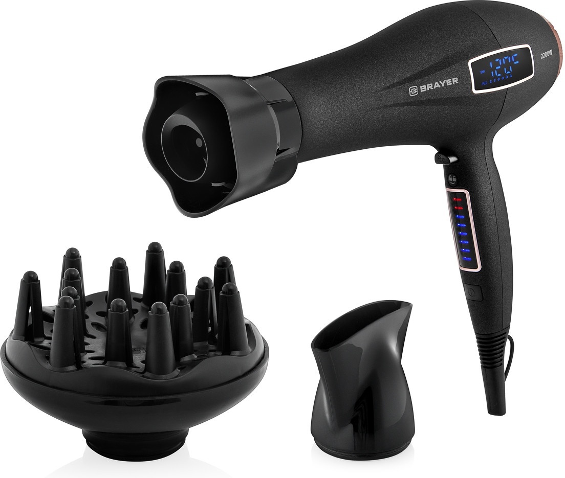 BRAYER BR3001 фен черный, розовый