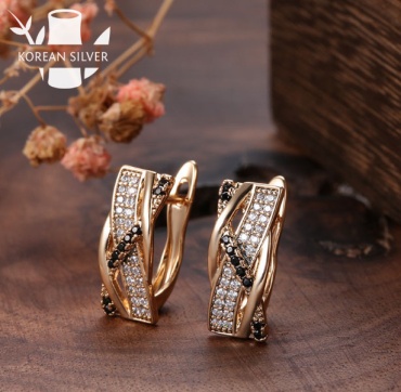 Серьги KOREAN SILVER бижутерный сплав, цирконий