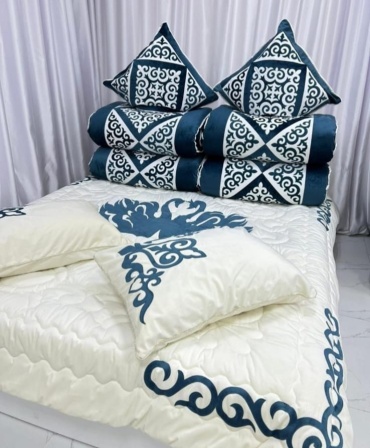 Комплект корпе с подушками 220x80 см, вата, синтепон, синий