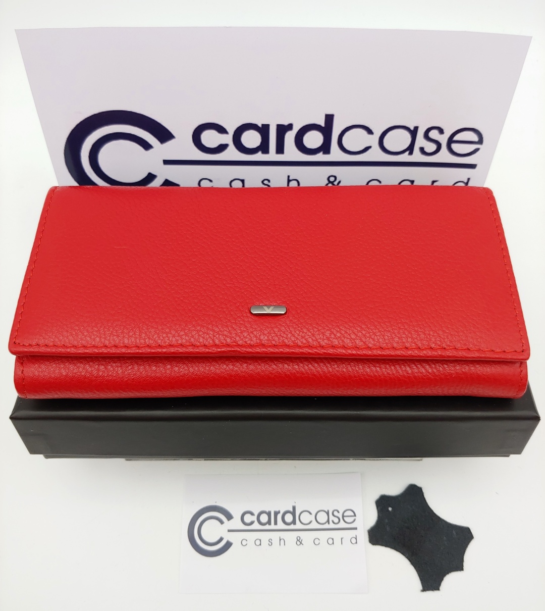 Кошелек CARDCASE металл, натуральная кожа красный