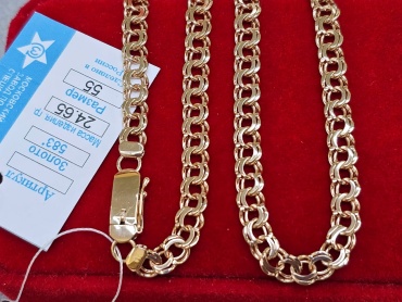 Anartxy Ип Заңғар длина 55 см, вес 24.65 г золото, плетение бисмарк