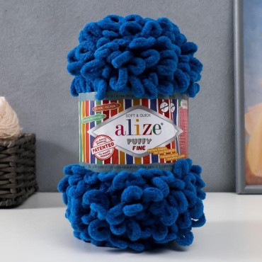 Моток Alize Пряжа "Puffy fine" 100% микрополиэстер 14,5м/100г (637) 7390589,7390589 синий 14.5 м 100 г