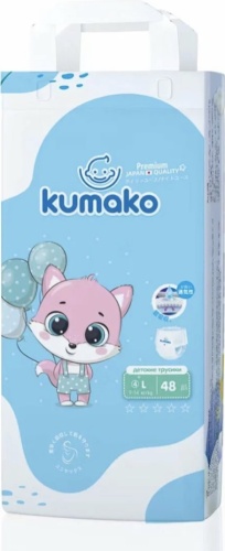 Подгузники-трусики Kumako Premium Care L, 4, 48 шт