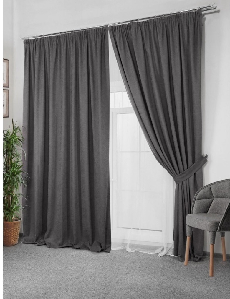 Портьеры ESCARDIN 100x270 см 2 шт, петек, серый