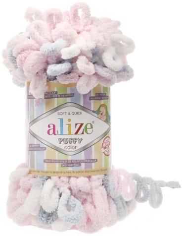 Моток Alize Puffy Color 5864 Бело-розово-голубой 9 м 100 г