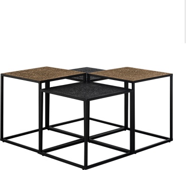 Журнальный столик Richmond Interiors Ely set of 4, 80х80x43 см, черный, золотой