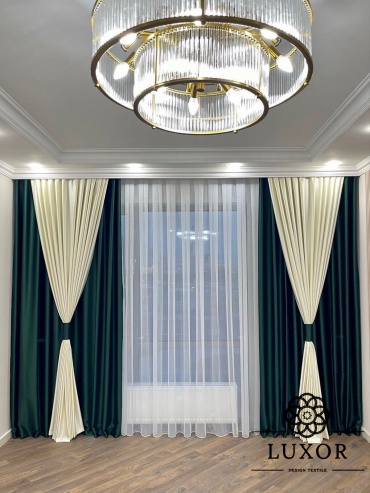 Комплект LUXOR Textile 200x290 см 4 шт, бамбук, блэкаут, зеленый, бежевый