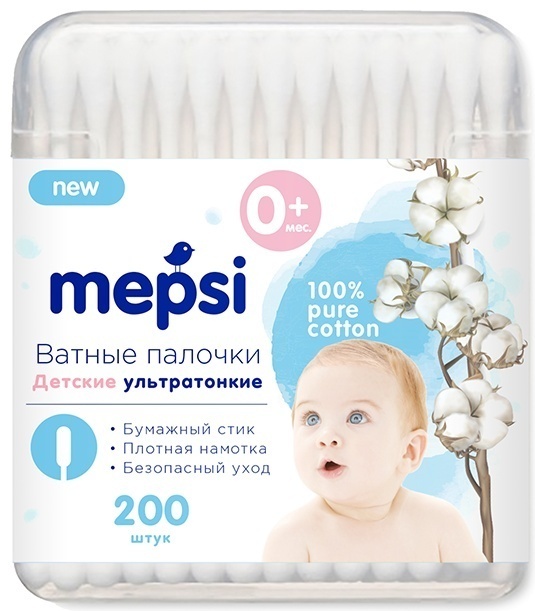 Mepsi ватные палочки ультратонкие 200 шт