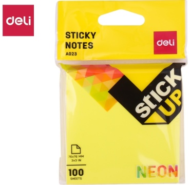 DELI Neon 76х76 мм желтые 100 л
