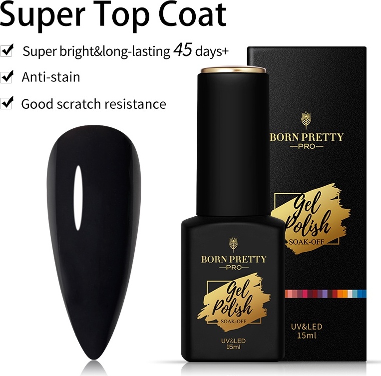 BORN PRETTY верхнее покрытие PRO Super Top Coat прозрачный глянцевое 15 мл
